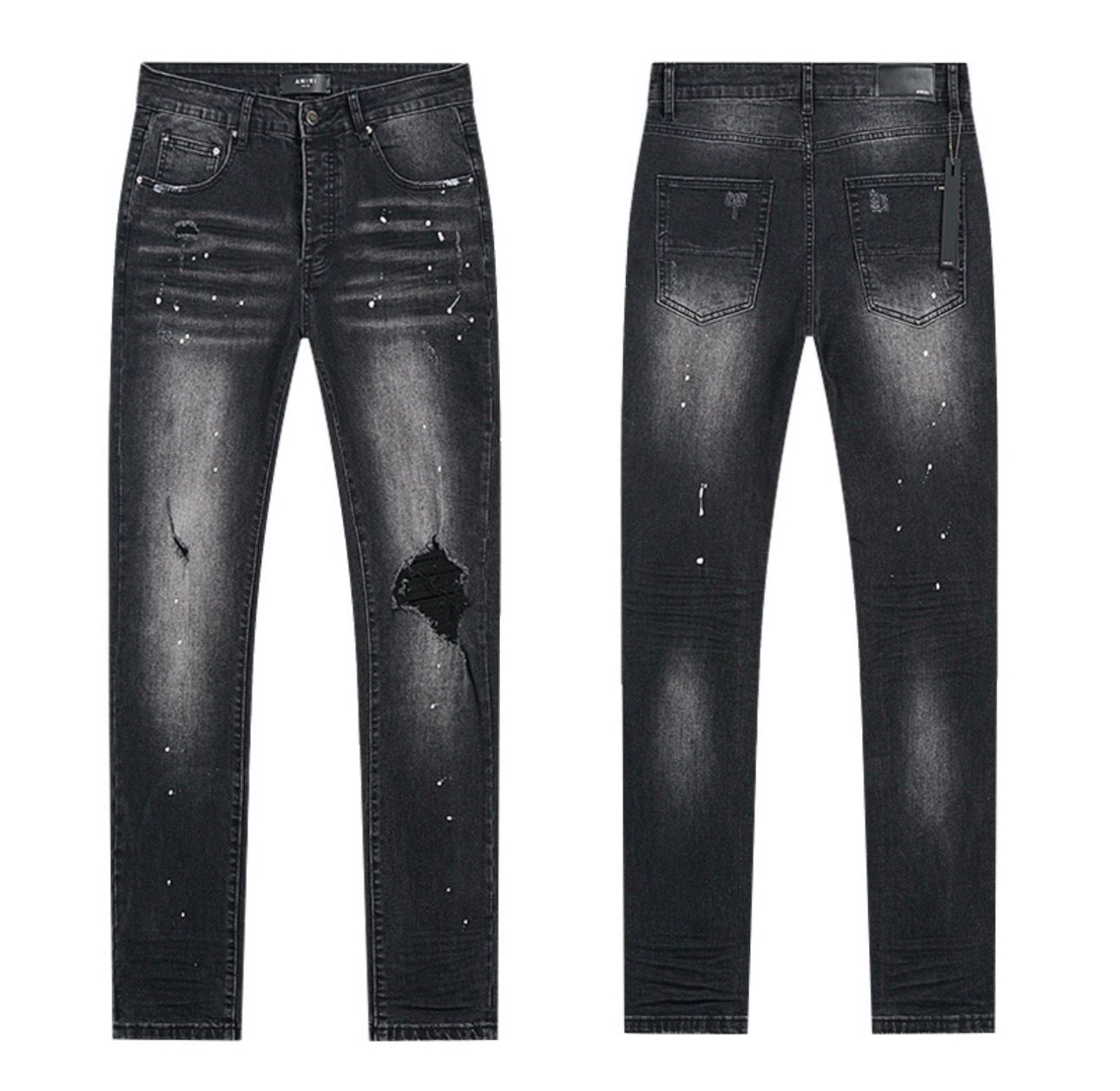 Jean noir slim fit délavé homme